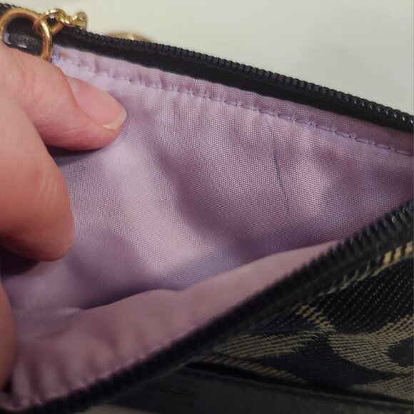 EUC Authentic Vintage Coach Deep Blue Denim Signature Skinny Mini Zip Wallet - Picture 3 of 4